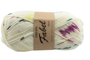 DROPS Fabel Long Print -  jagody & śmietanka 925