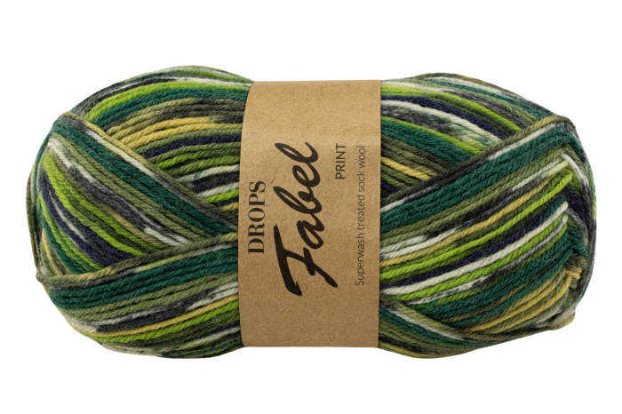 DROPS Fabel Print - zielony 542
