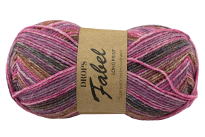 DROPS Fabel Print - różowo-brązowy 655