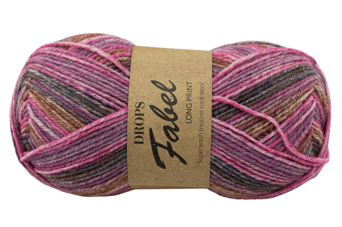 DROPS Fabel Print - różowo-brązowy 655