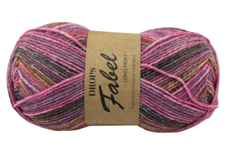DROPS Fabel Print - różowo-brązowy 655